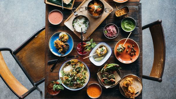 Table filled with snacks to share