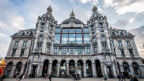 The facade of Antwerp Central Station