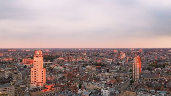 Aerial view of Antwerp and its districts