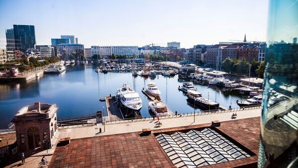 View from the MAS on the Willemdok marina 
