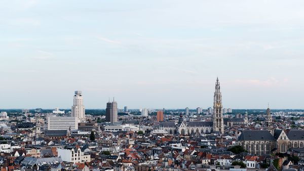 Antwerp skyline from the air